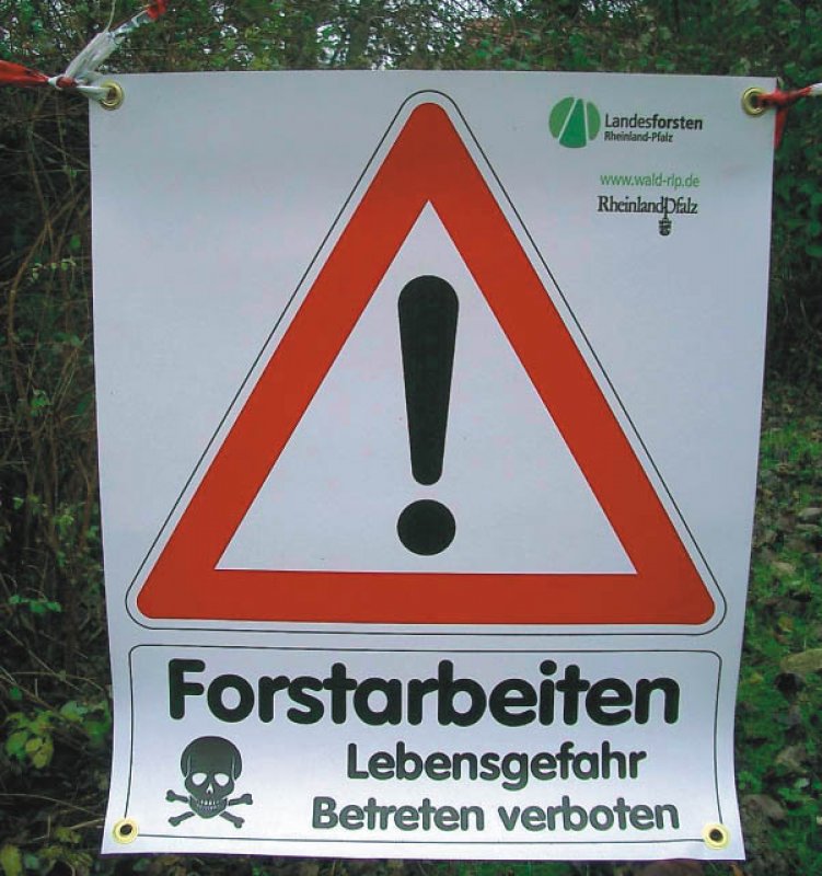 Best.-Nr. 1191 Bannerschild "Forstarbeiten" Logo Landesforsten Rheinland-Pfalz